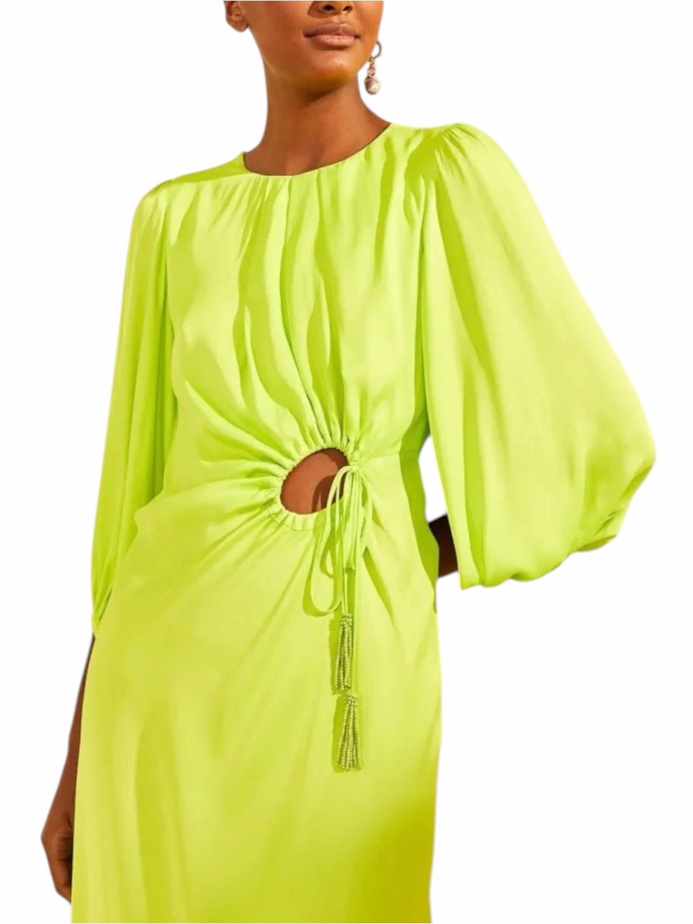 FARM RIO circle cut-out midi dress in Lime Green Size L - Picture 4 of 5
